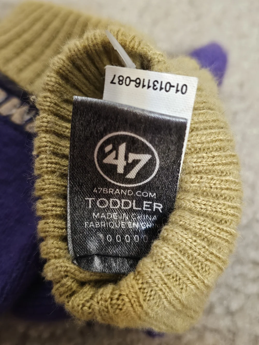 JMU Kids Purple and Gold Knit Mittens with Logo Toddler